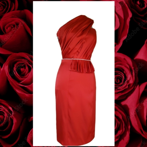 *$4,000 OSCAR DE LA RENTA STUNNING RED PEPLUM RUNWAY SILK DRESS US 10 - Picture 3 of 10